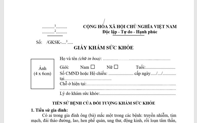 Giấy khám sức khỏe có thời hạn nhất định